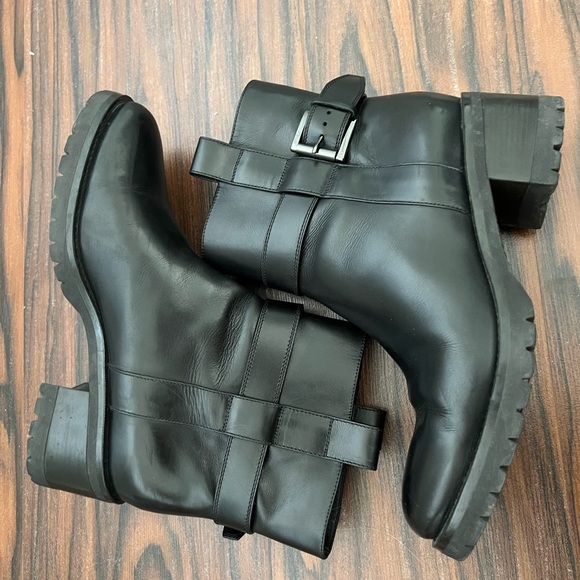 Santoni leather combat moto style booties - Picture 5 of 17